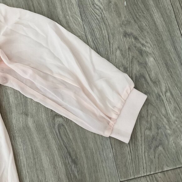 Express Sweater Women's Large Light Peach Sheer Crew Neck 3/4 Sleeve Career - Picture 4 of 7